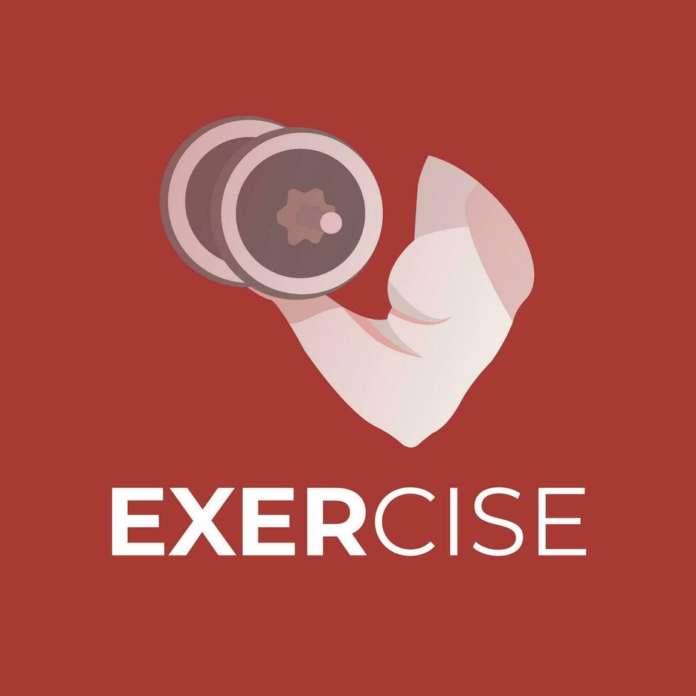 Exercise gym logo design with dumbbell vector