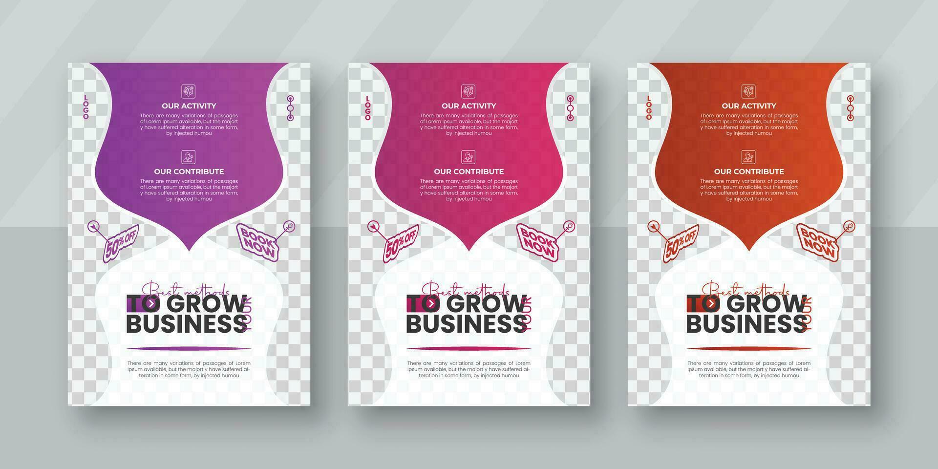 Creative modern business flyers, brochures, Annual Reports, Magazine, designs, modern layouts, annual reports, posters, and flyers in A4 with colorful organic shapes vector