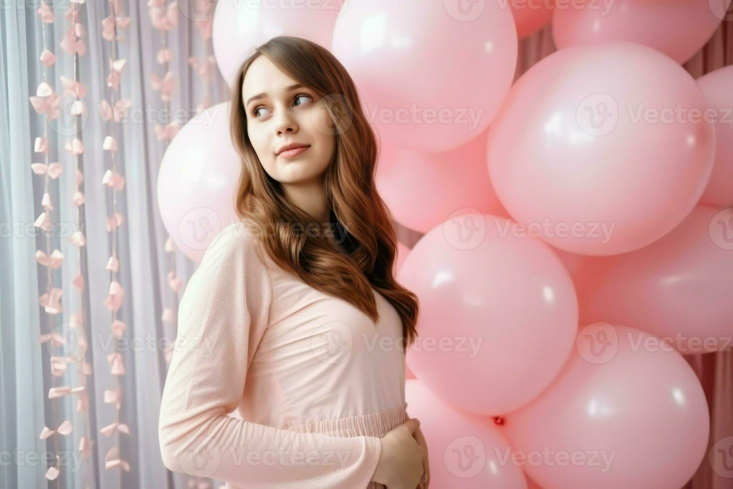 Pregnant woman portrait photo. Generate Ai photo