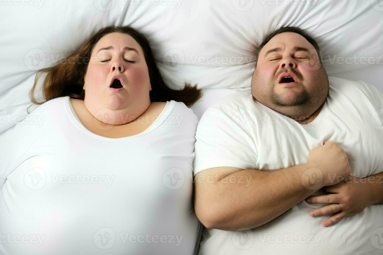 Overweight couple sleeping. Generate Ai photo