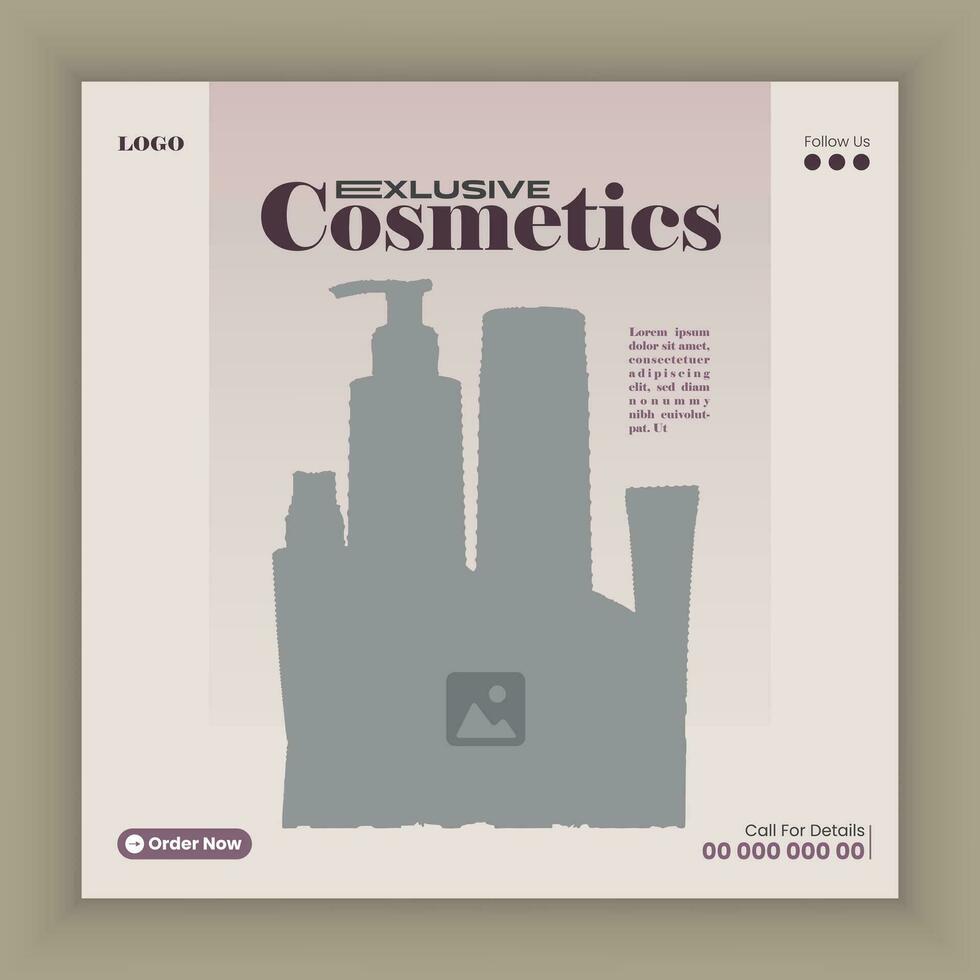 Real object cosmetic social media post template vector