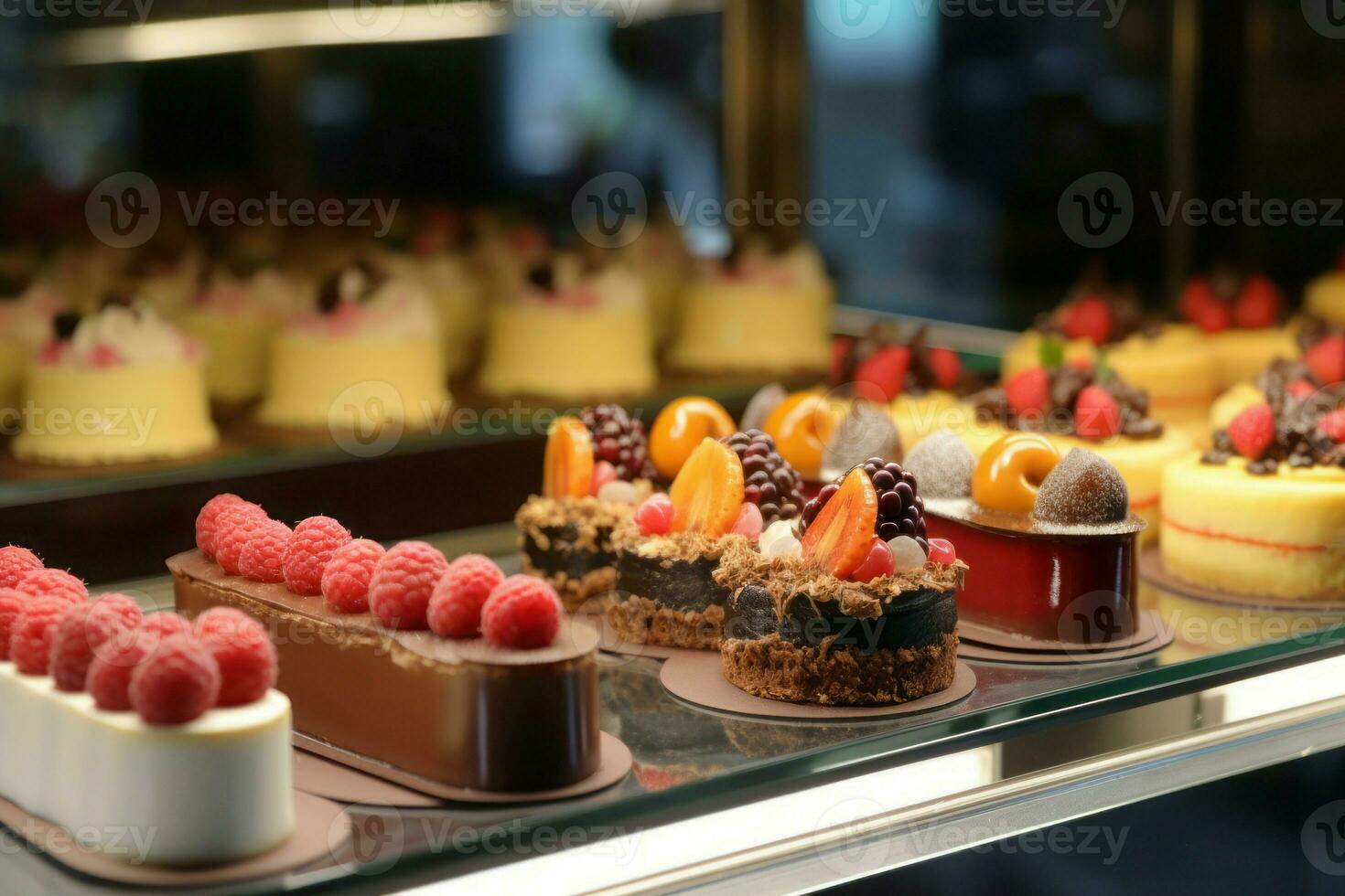 Different desserts store food. Generate Ai photo