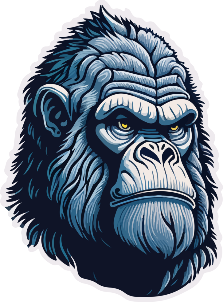 Gorilla Sticker Logo with AI Generative png