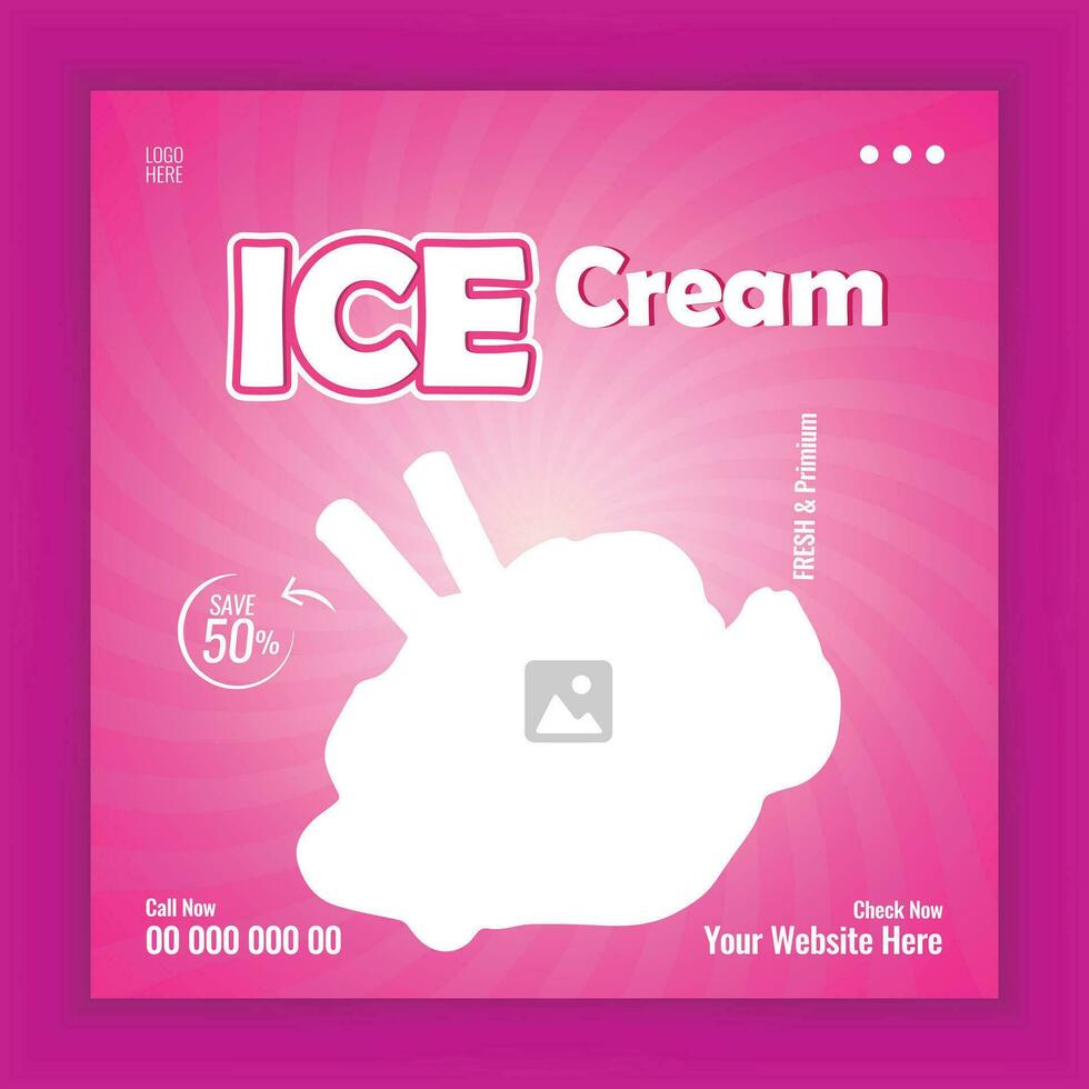 Ice cream advertisement social media post banner template vector