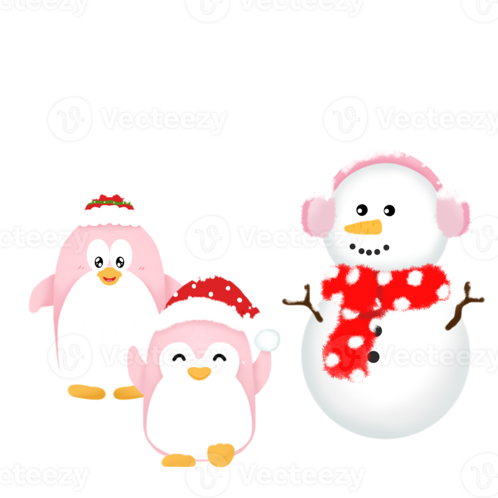 Cute Penguin Snowman And Snow 30727806 Png