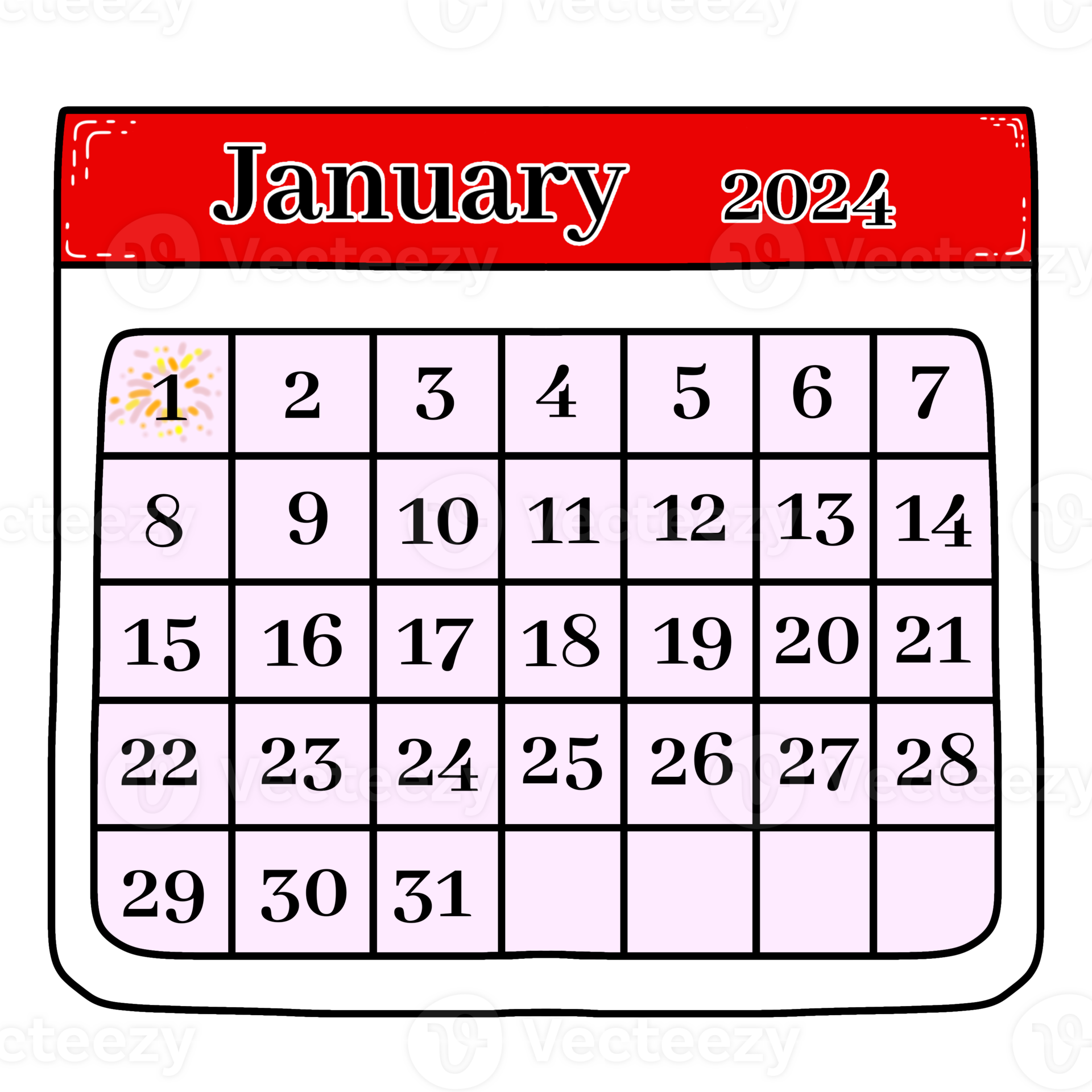 calendar January 2024 30727820 PNG
