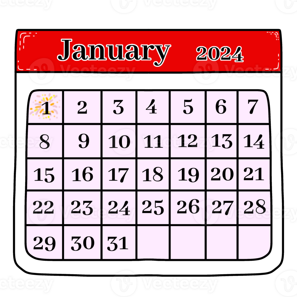 calendar January 2024 png
