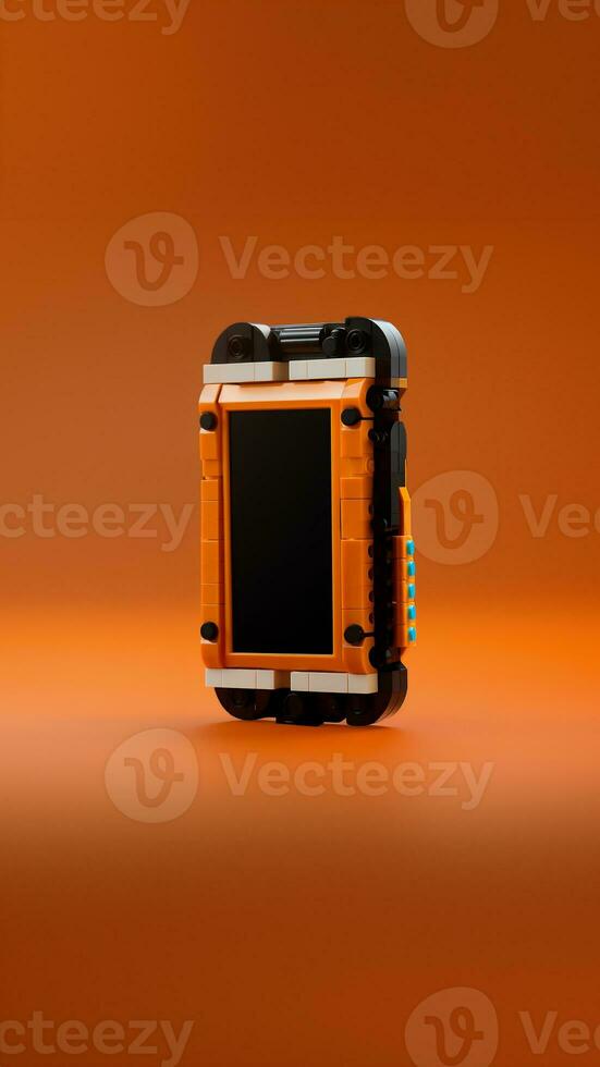 3D Smart phone made of plastic block toys photo