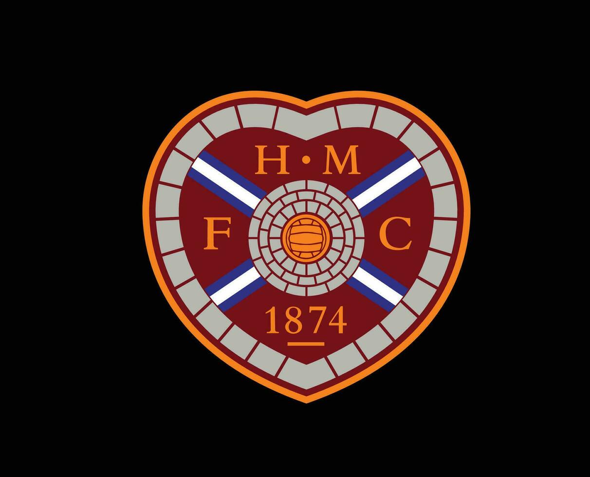 Heart of Midlothian FC Club Logo Symbol Scotland League Football Abstract Design Vector Illustration With Black Background