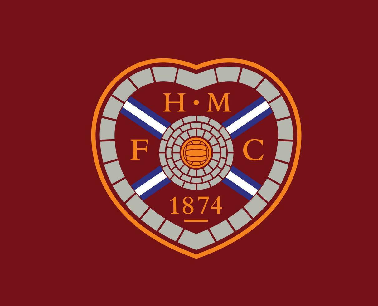 Heart of Midlothian FC Club Logo Symbol Scotland League Football Abstract Design Vector Illustration With Maroon Background