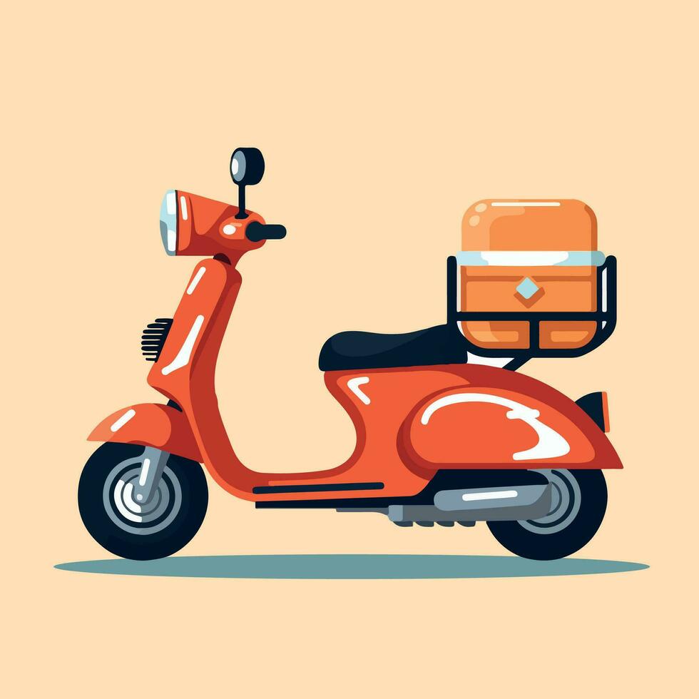 Delivery scooter bike flat vector illustration