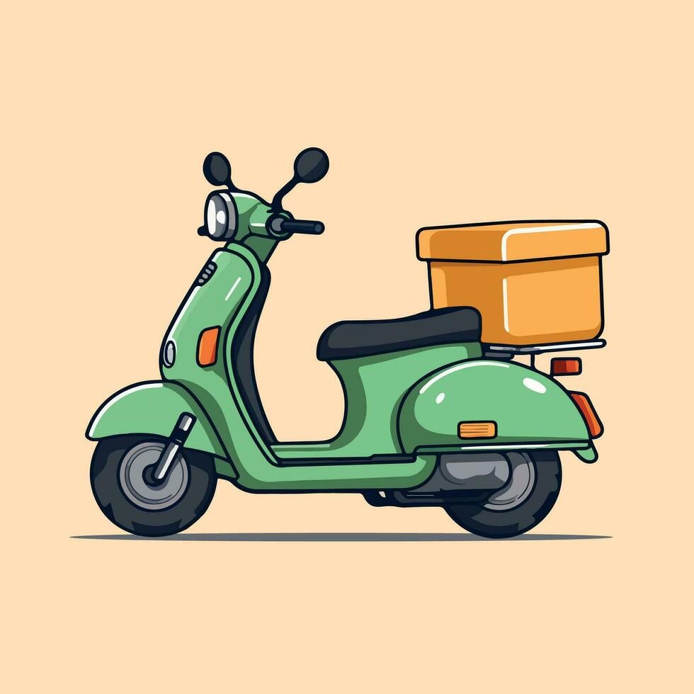 Delivery scooter bike flat vector illustration