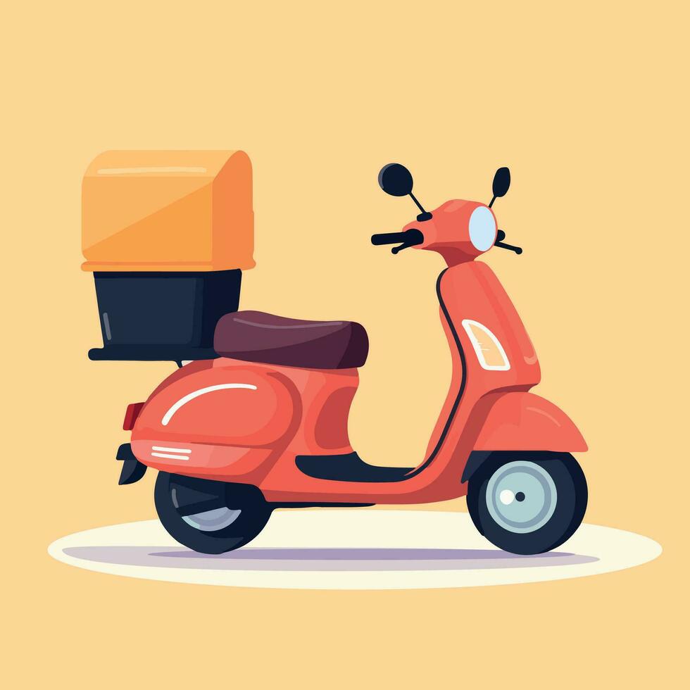 Delivery scooter bike flat vector illustration