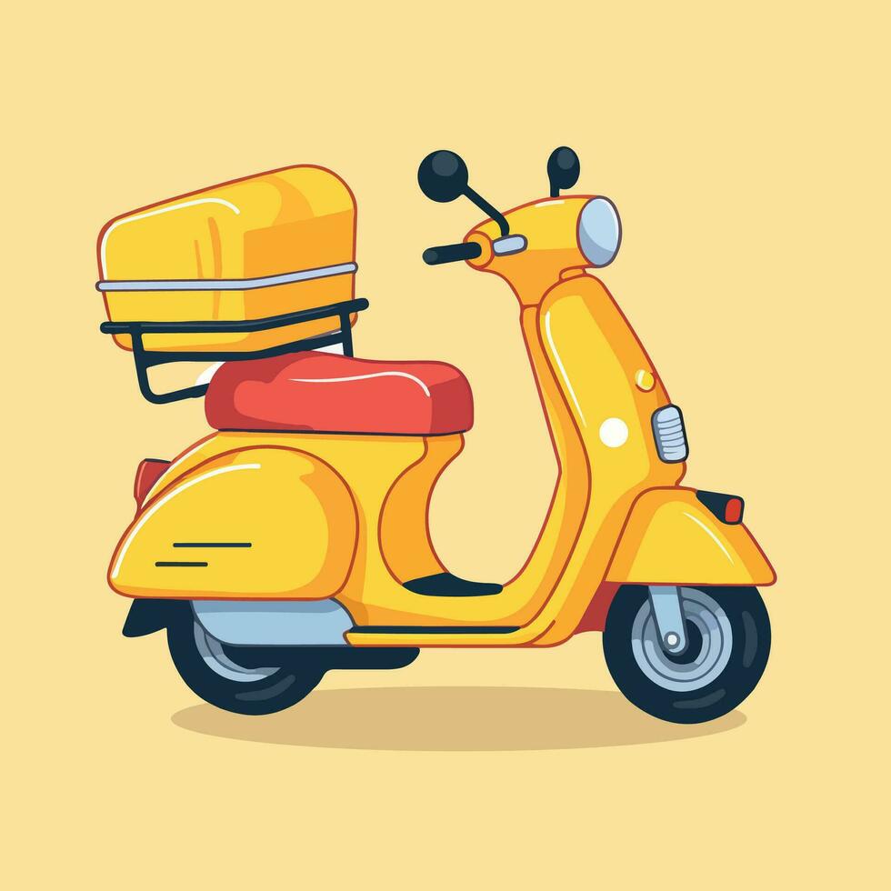 Delivery scooter bike flat vector illustration