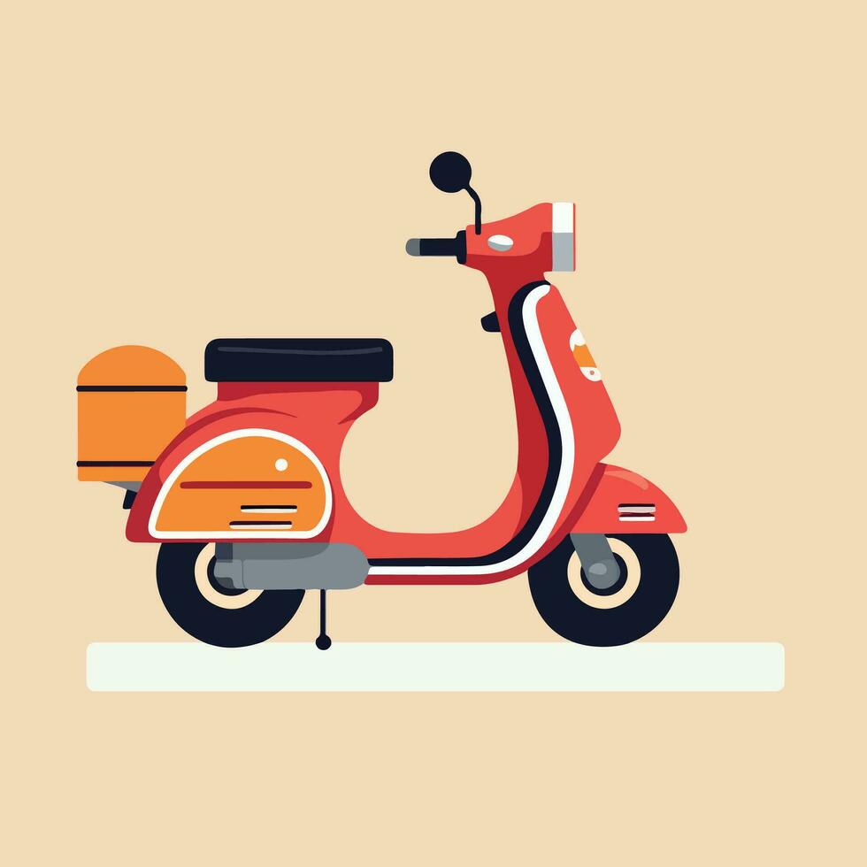 Delivery scooter bike flat vector illustration