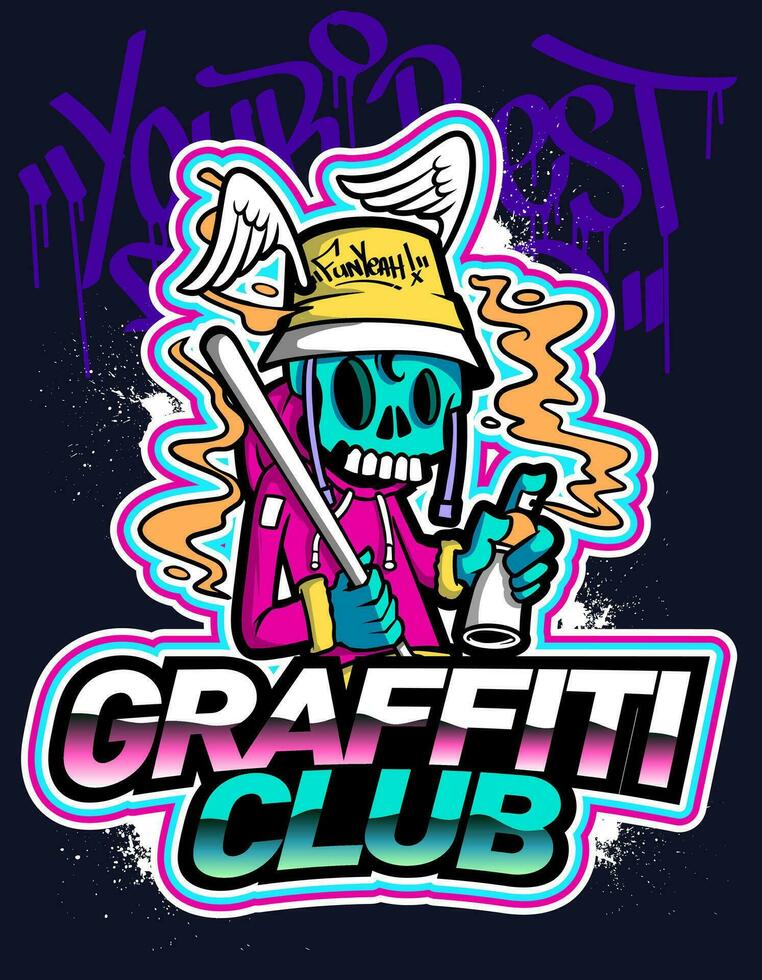 Graffiti cartoon illustrations in vibrant colors. Street art hip-hop graffiti character design in vector illustrations.