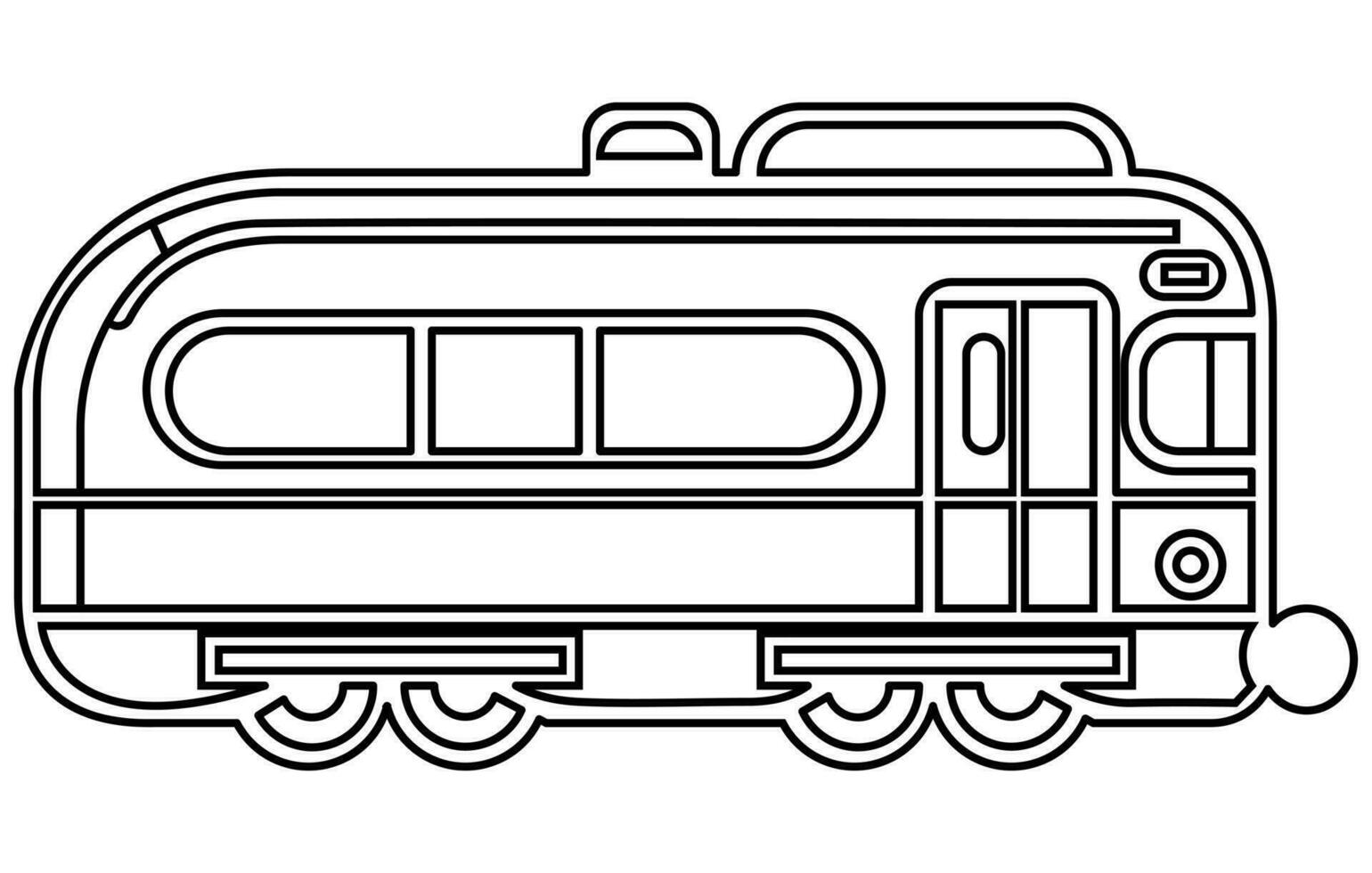 Vehicle Train Outline illustration. Vehicle Train vector Outline