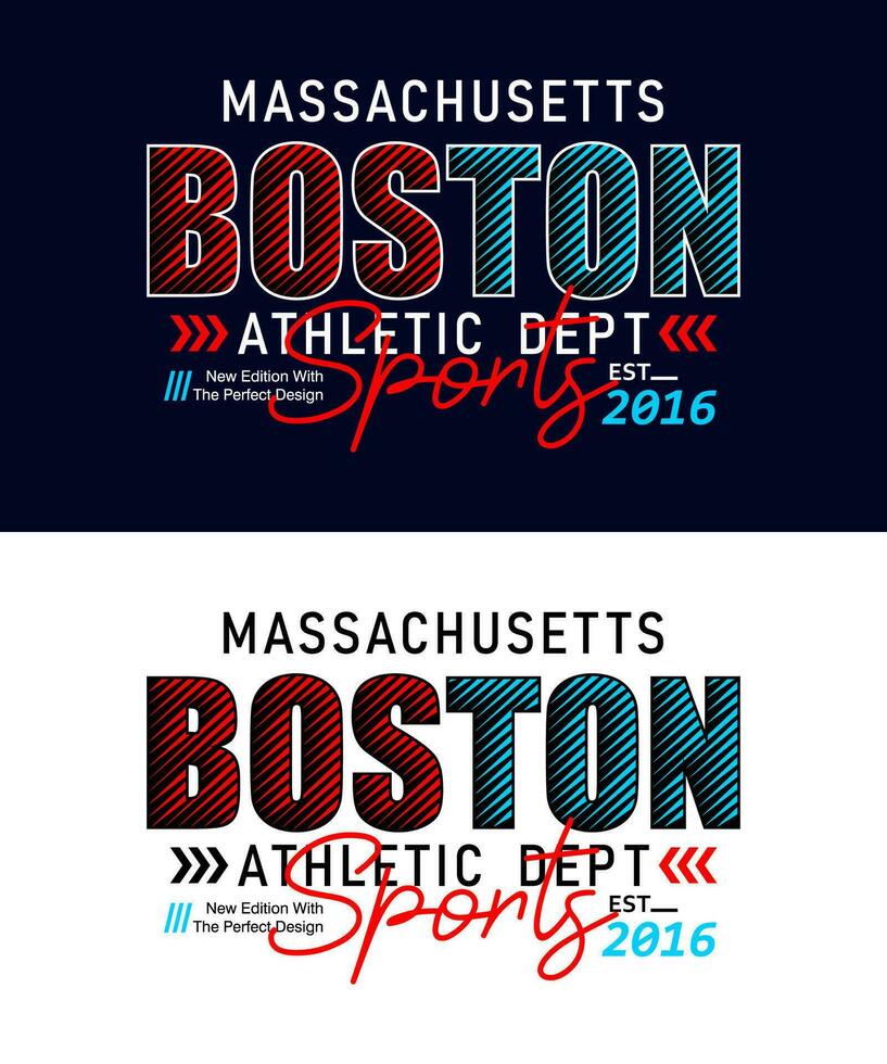 Boston Massachusetts striped shape urban sports typeface, for print on t shirts etc. vector