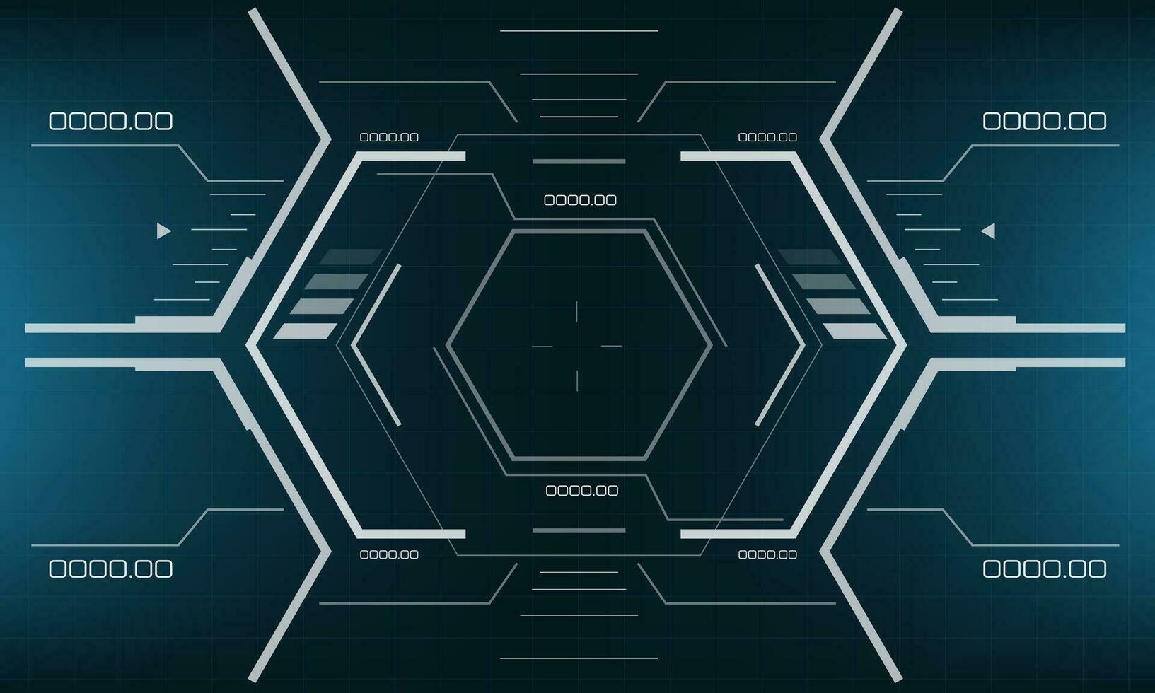 HUD sci-fi interface screen view white geometric on blue design virtual reality futuristic technology creative display vector