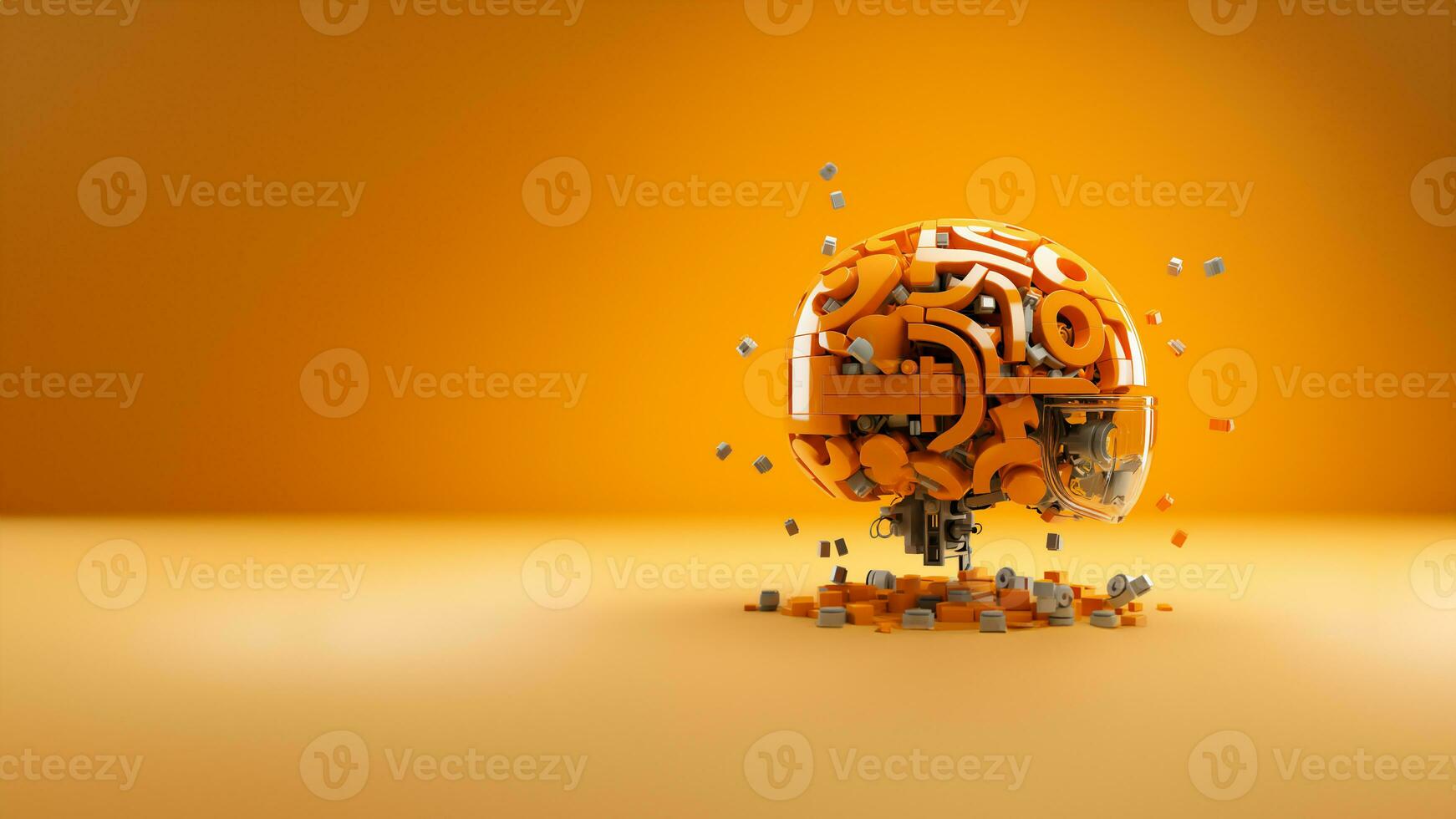 3D Brain made by plastic block photo