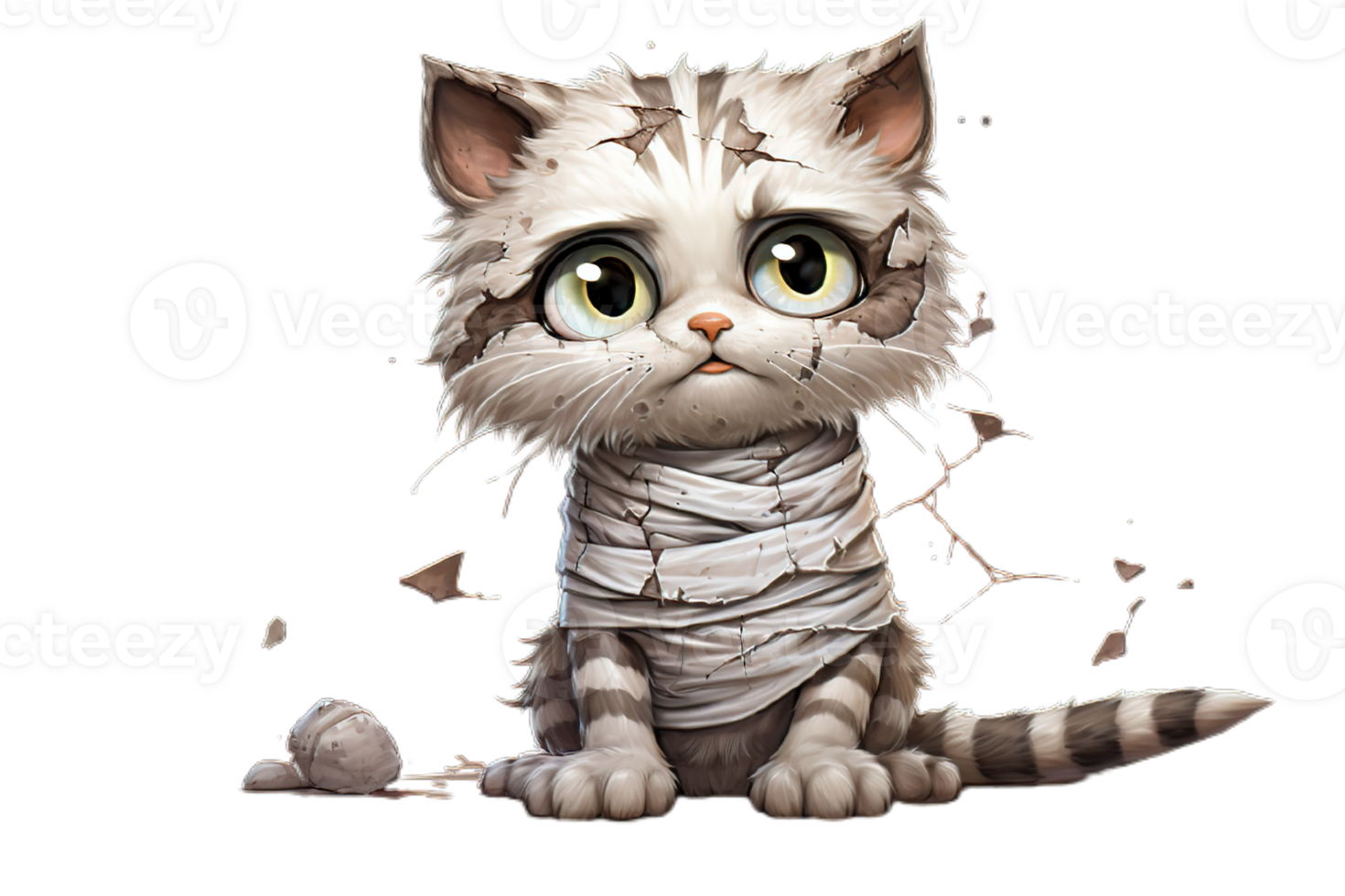 a cartoon cat with a bandage on its head,AI Generative png