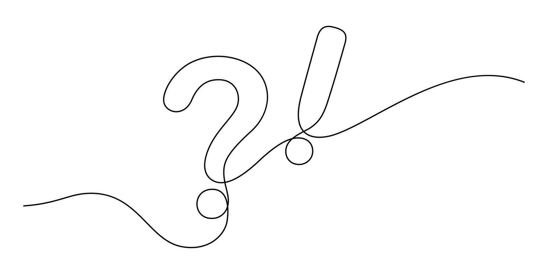 continuous line drawing of question mark and exclamation symbol minimalism style thin line vector