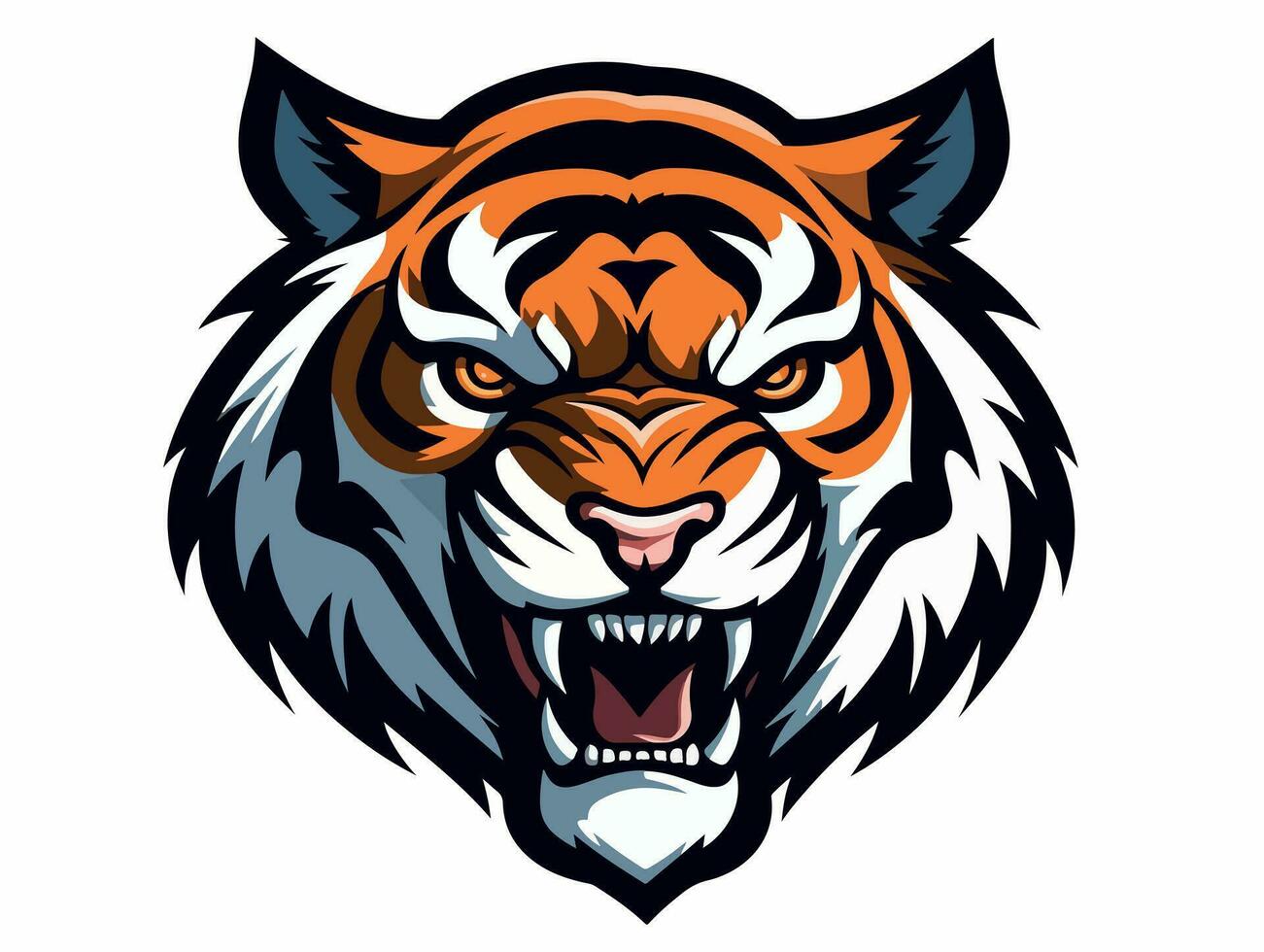 Angry tiger esport logo vector illustration with isolated background