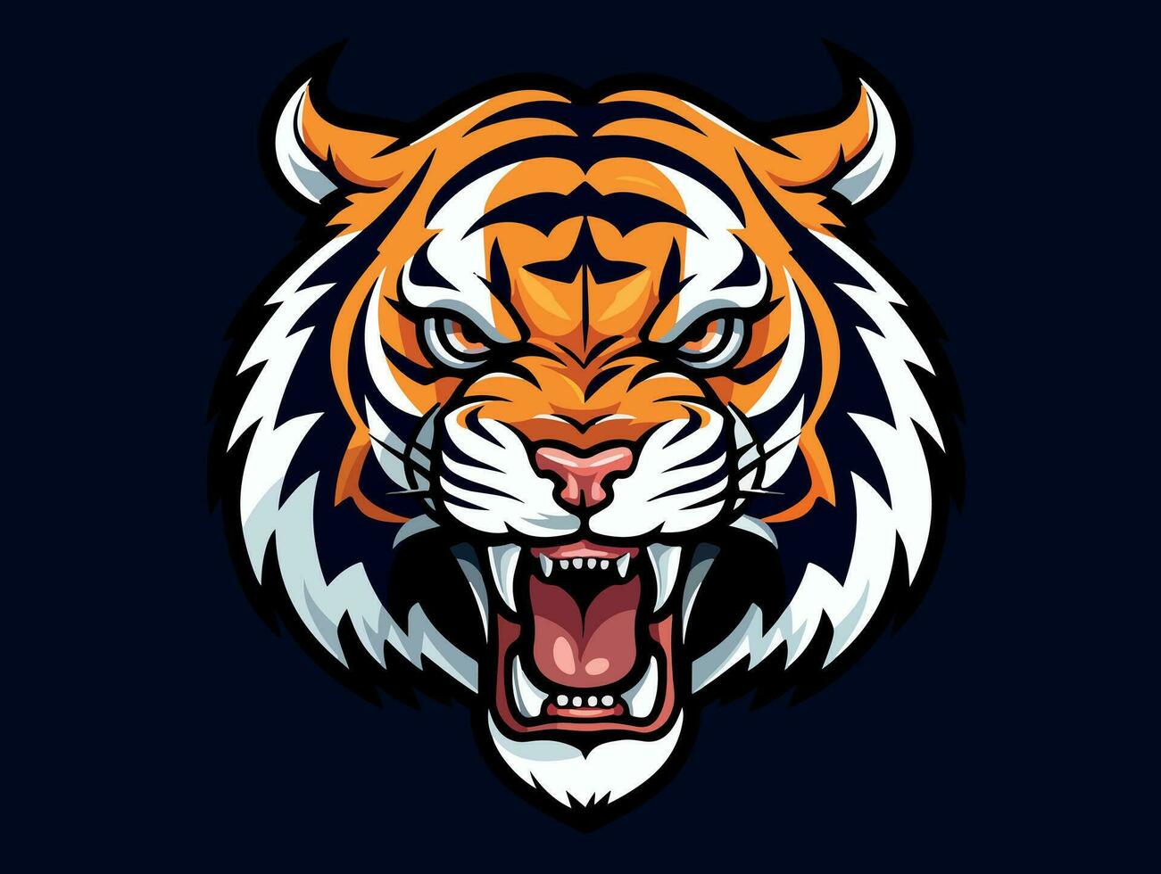 Angry tiger esport logo vector illustration with isolated background