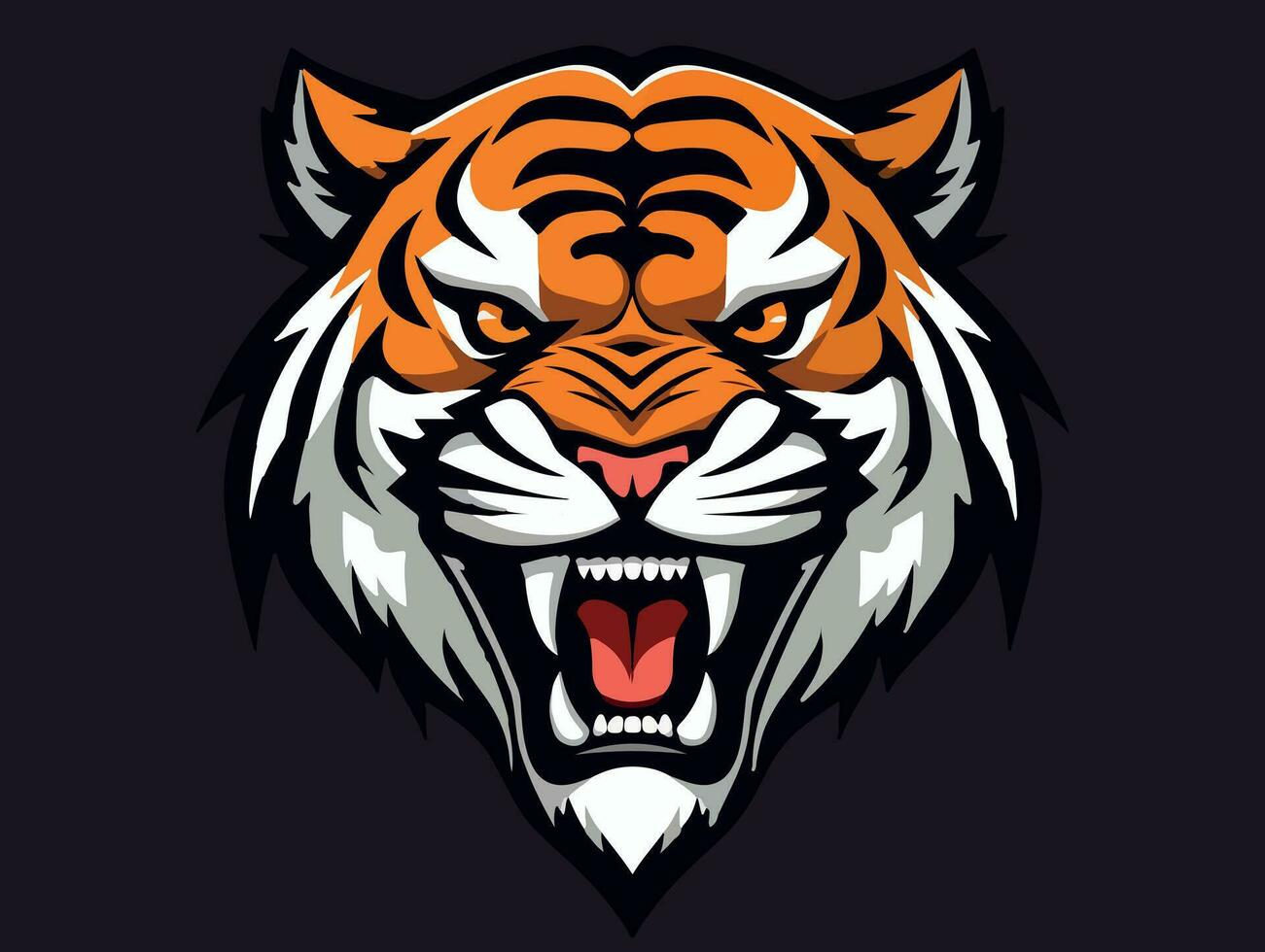 Angry tiger esport logo vector illustration with isolated background