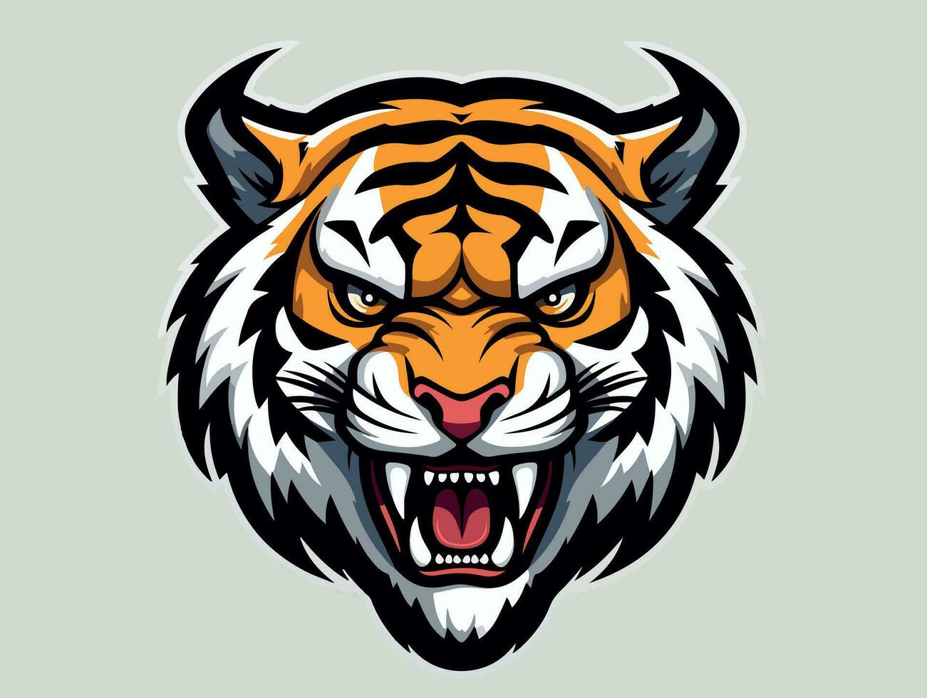 Angry tiger esport logo vector illustration with isolated background