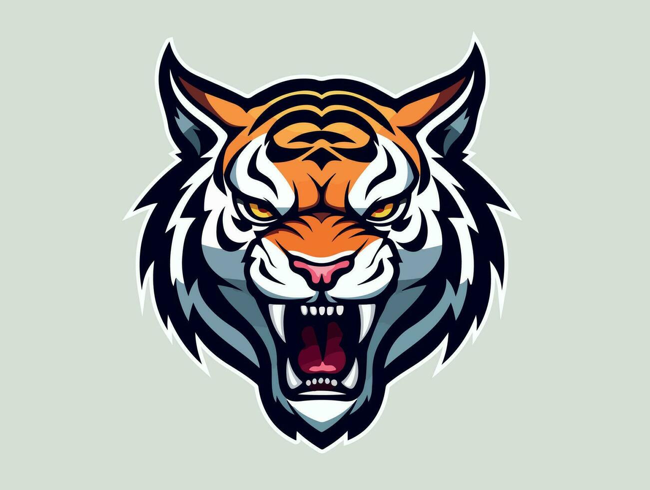 Angry tiger esport logo vector illustration with isolated background