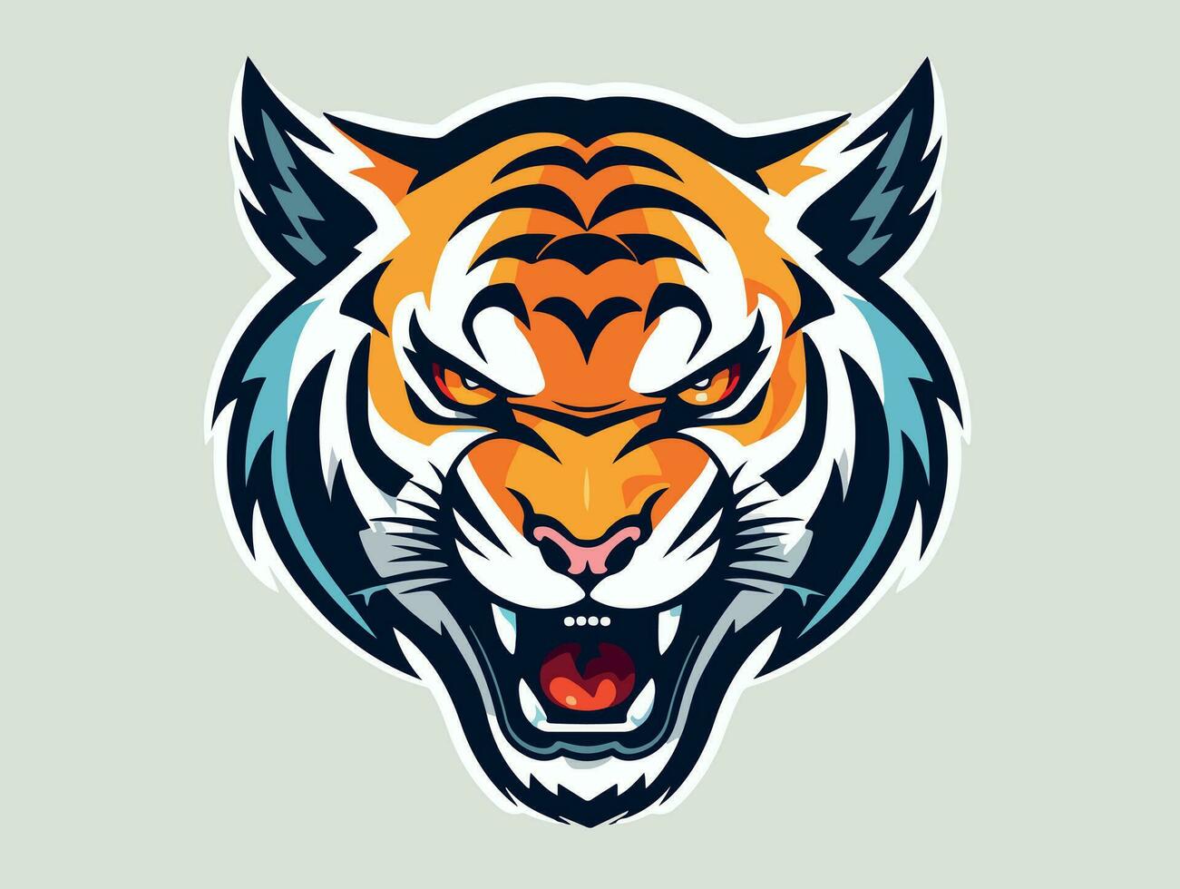 Angry tiger esport logo vector illustration with isolated background