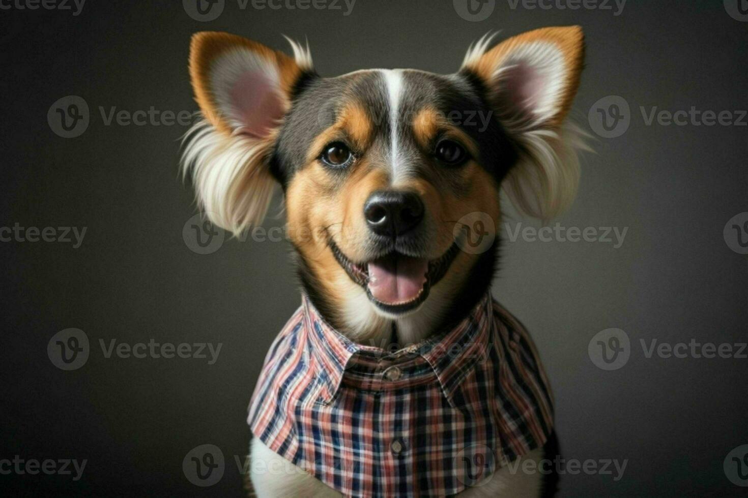 Cute dog wearing shirt. AI Generative Pro Photo