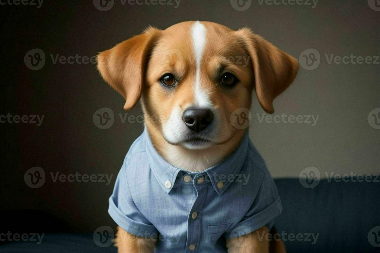 Cute dog wearing shirt. AI Generative Pro Photo