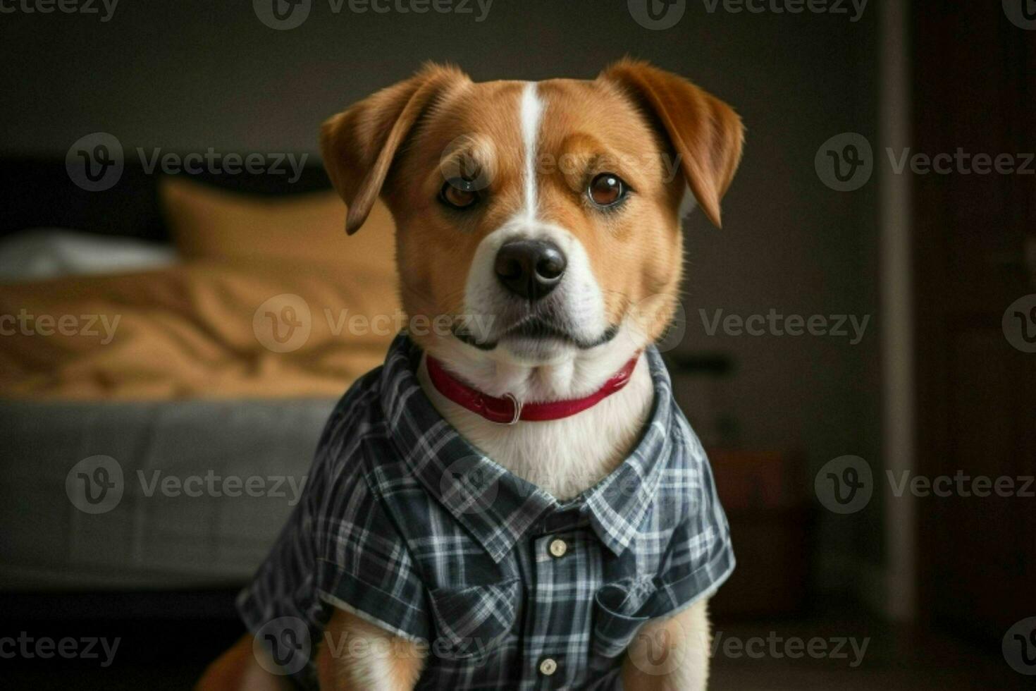 Cute dog wearing shirt. AI Generative Pro Photo