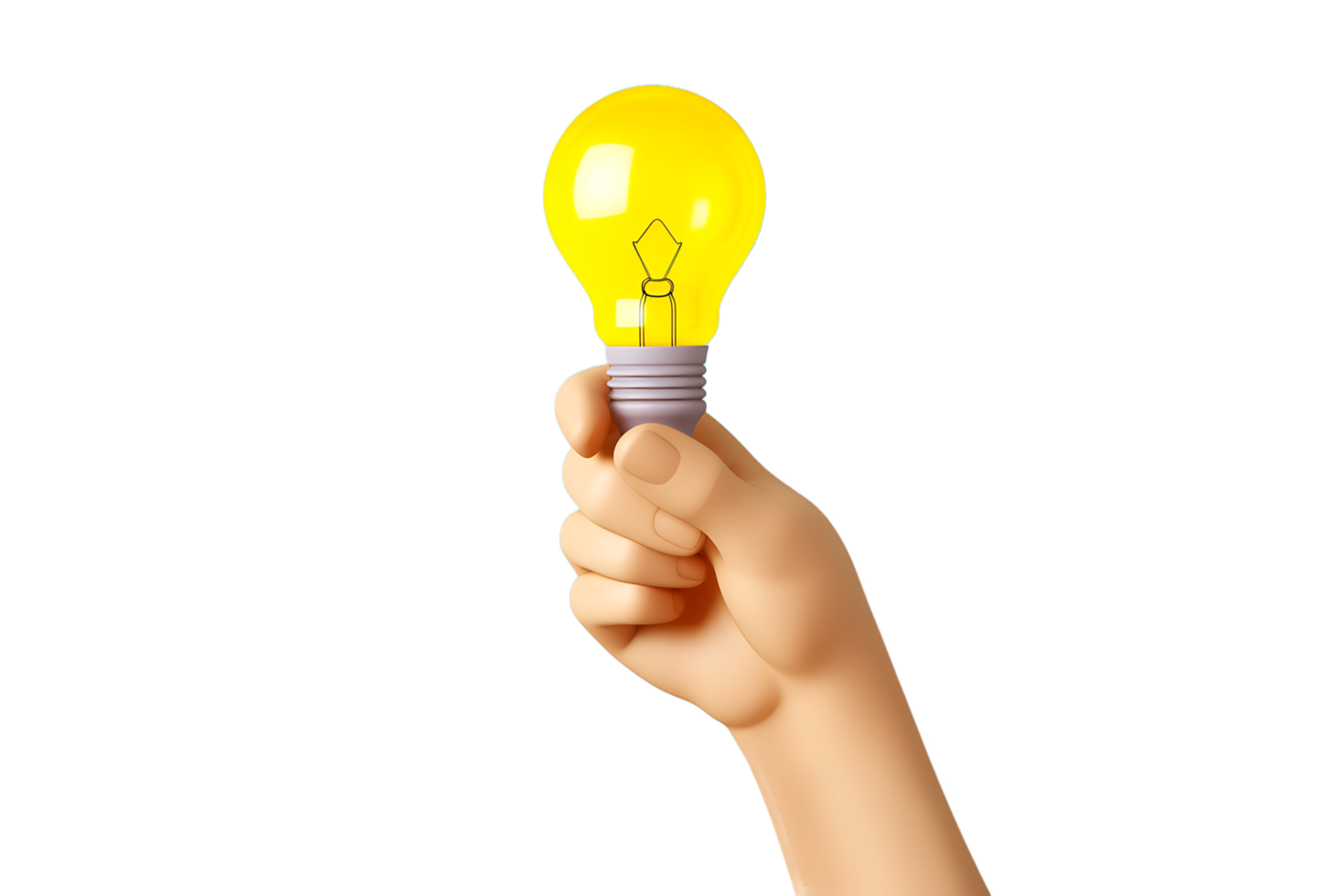 3d hand holding a light bulb on transparent background,AI Generative png