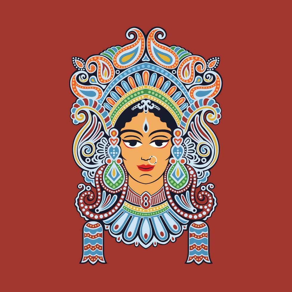 Indian Batik woman head icon vector image illustration