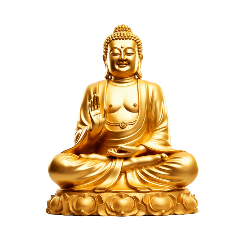 golden buddha statue on transparent background,AI Generative png