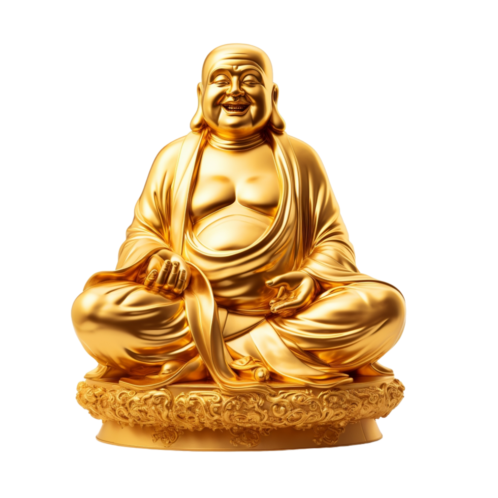 golden buddha statue on transparent background,AI Generative png
