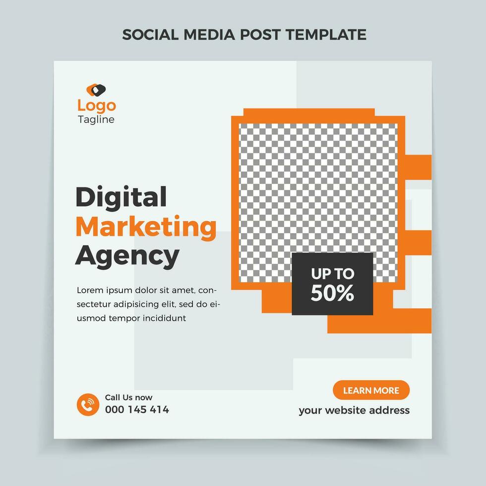 Business marketing agency promotion social media post template. Editable square banner design with place for the photo. vector