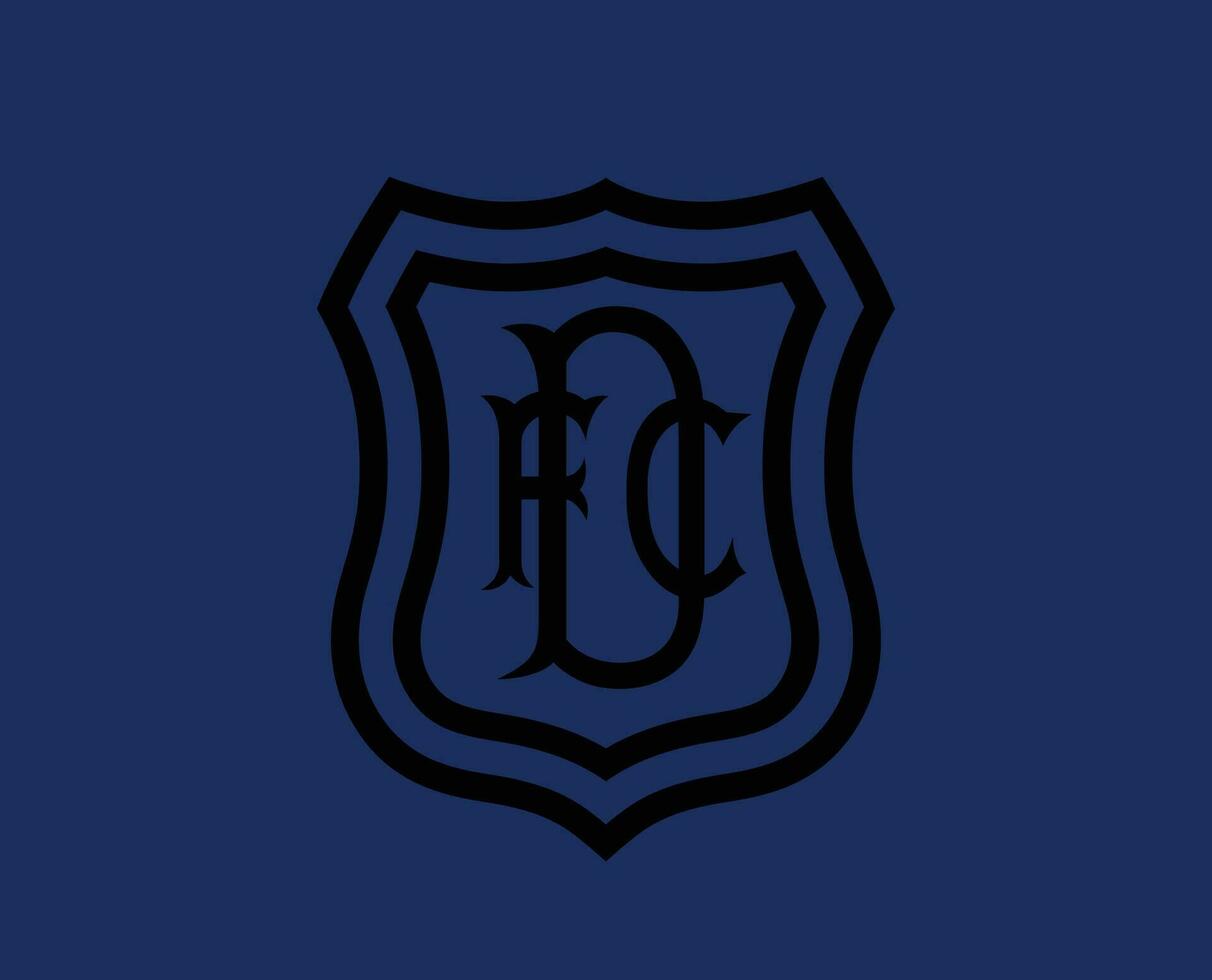 Dundee FC Symbol Club Logo Black Scotland League Football Abstract Design Vector Illustration With Blue Background