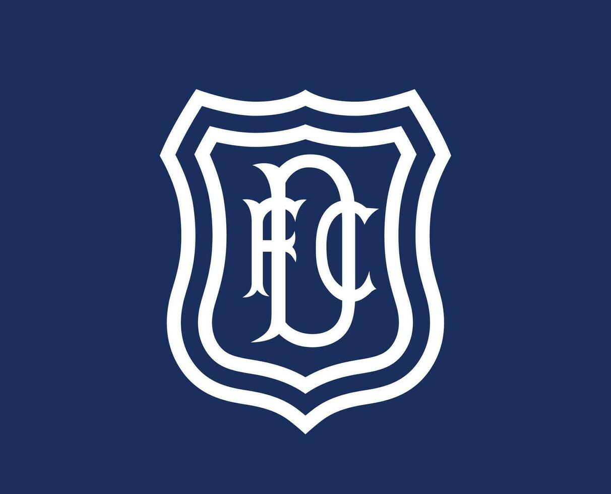 Dundee FC Symbol Club Logo White Scotland League Football Abstract Design Vector Illustration With Blue Background