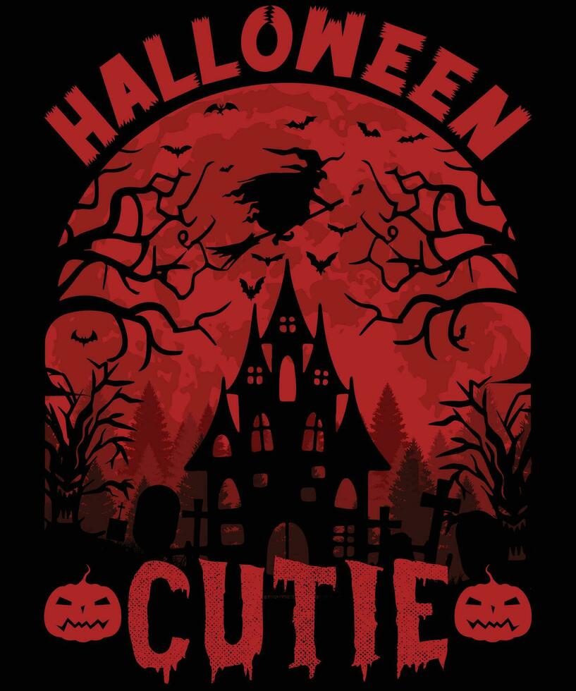 diseño de camiseta de cutie de halloween vector