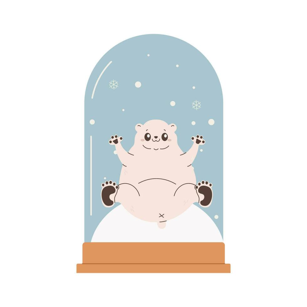 snow globe with white bear inside. souvenir. winter. vector