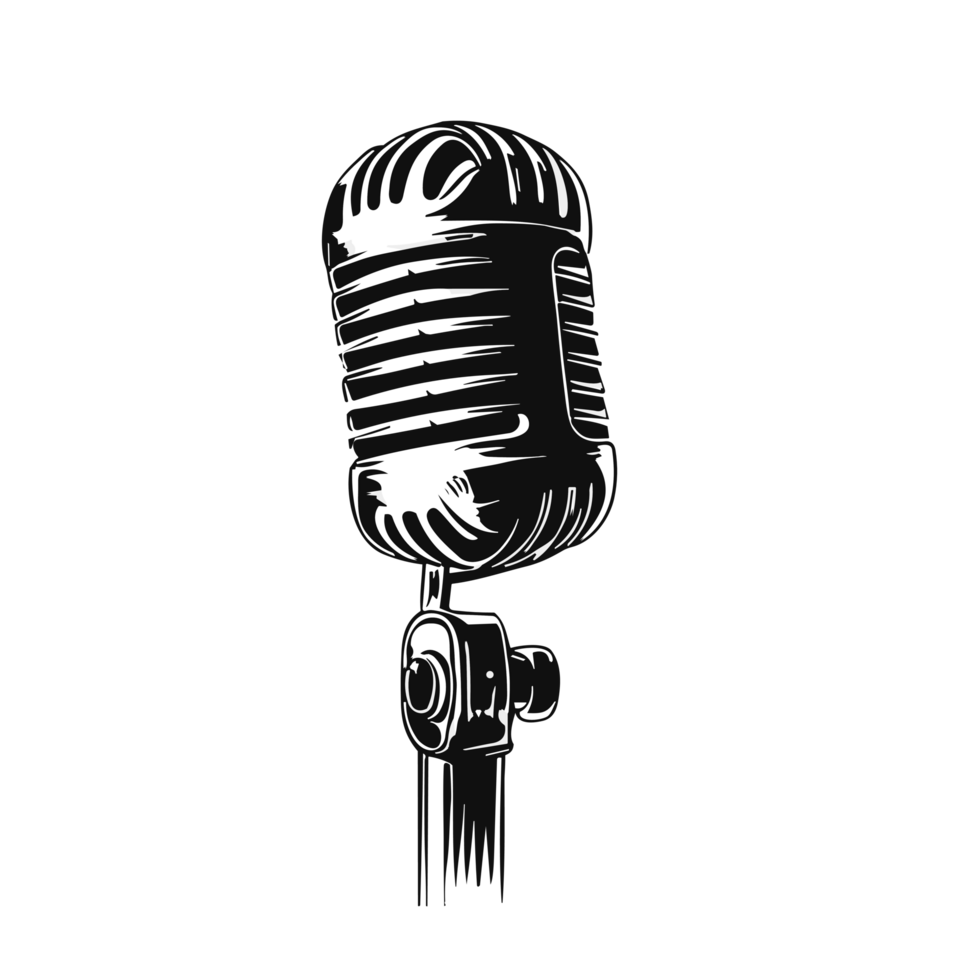 Microphone icon,high quality outline audio pictograms in modern flat style. AI Generative png