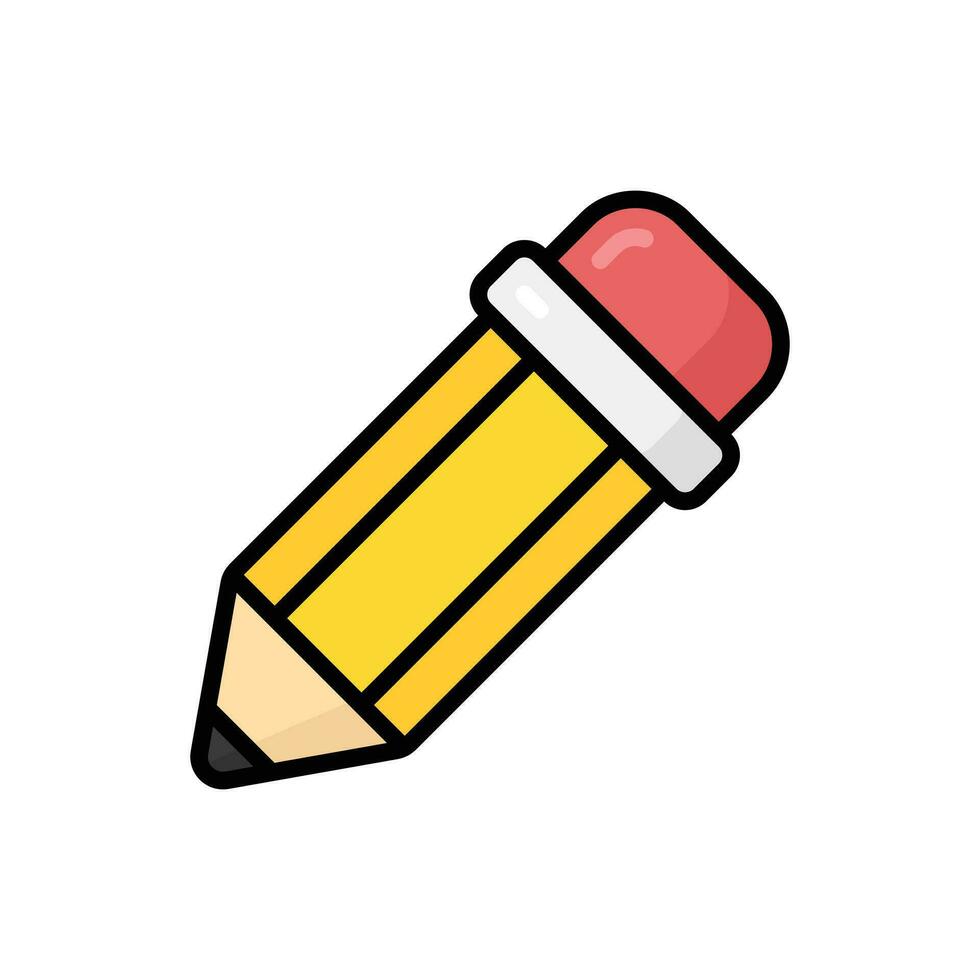 Pencil Cartoon Vector Icon Illustration. School Element Icon Concept Isolated Premium Vector. Flat Cartoon Style