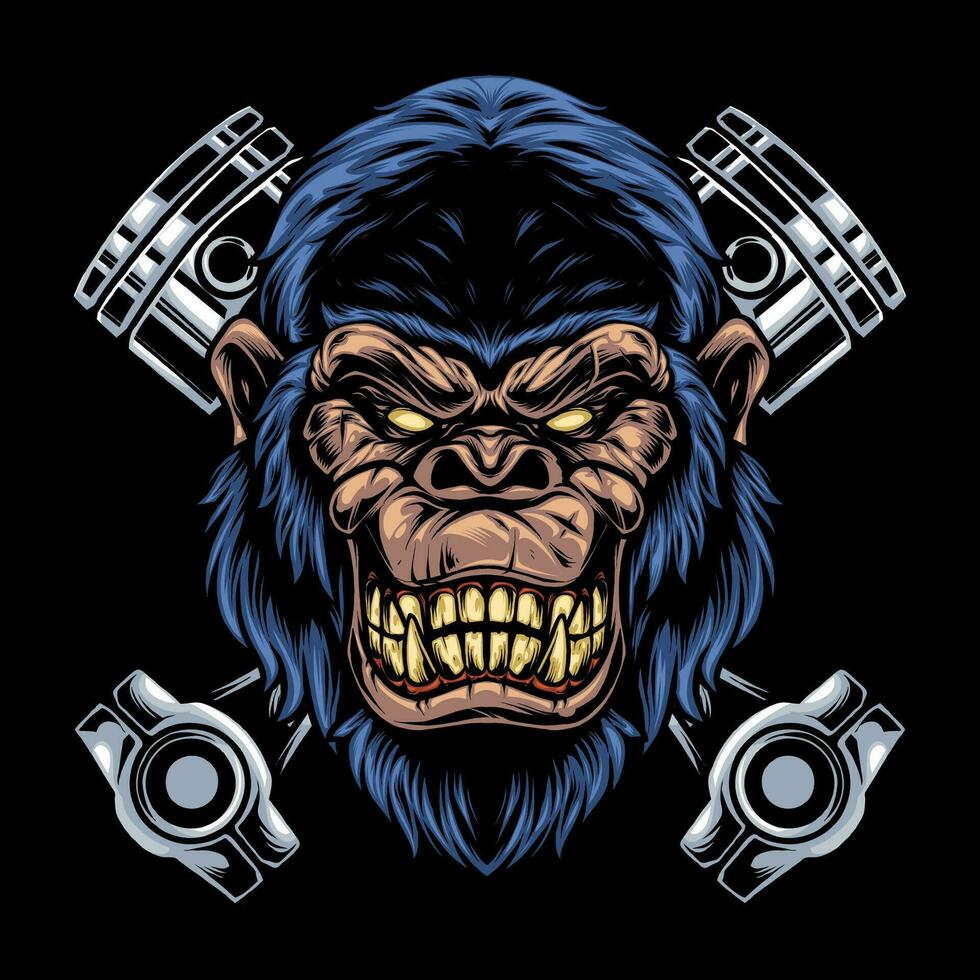 Gorilla Biker with motorbike attributes 2 vector