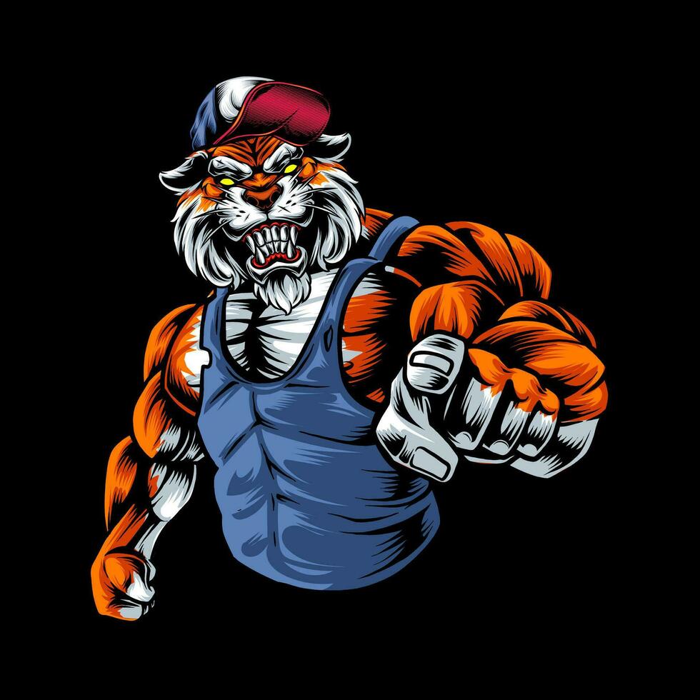 Strong and angry Tiger Vector