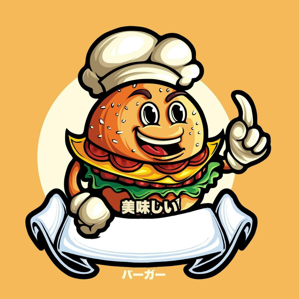 mascota hamburguesa ilustración vector