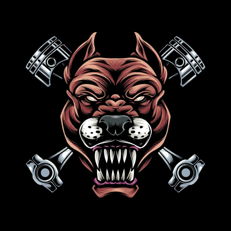 Bulldog biker with a helmet illustration vector